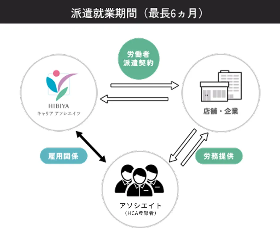 派遣就業期間（最大６か月）